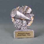 This is a pewter color cheerleader award