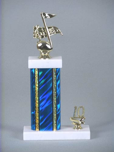 Image of one blue square colum trophy